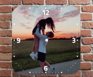 Kişiye Özel Fotoğraflı Kare Duvar Saati 28 cm - Model 8